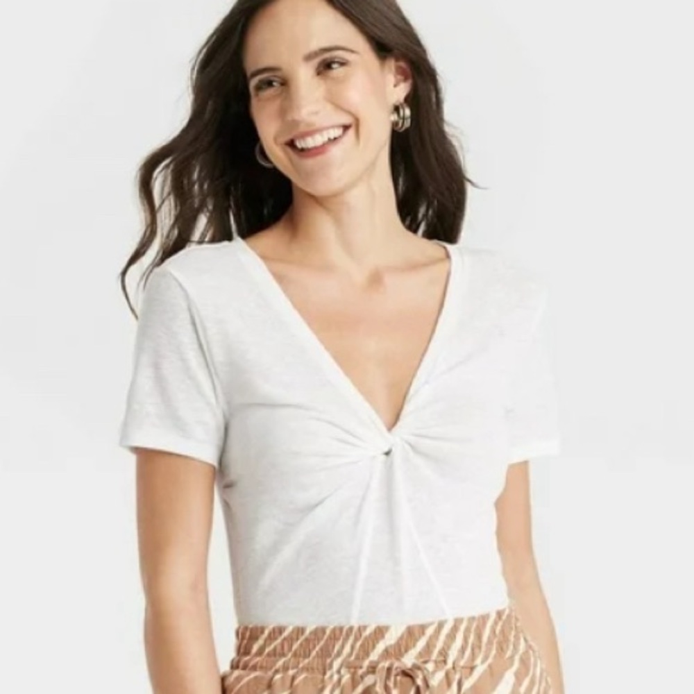NWT A New Day Twist Neck Short Sleeve Top